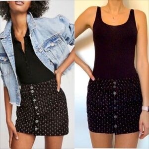 ✨NWT✨ Free People corduroy button black mini skirt